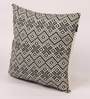 Grey Geometric Cotton Woven Jacquard 16 x 16 Inch Cushion Cover