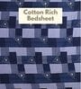 Blue Geometric Cotton Queen Double Size Bed Sheet With 2 Pillow Covers