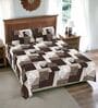 Grey Geometric Cotton Queen Double Size Bed Sheet With 2 Pillow Covers