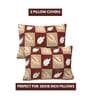 Brown Geometric Cotton Queen Double Size Bed Sheet With 2 Pillow Covers