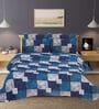 Blue Geometric Cotton Queen Double Size Bed Sheet With 2 Pillow Covers