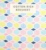 Blue Geometric Cotton Queen Double Size Bed Sheet With 2 Pillow Covers