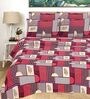 Pink Geometric Cotton Queen Double Size Bed Sheet With 2 Pillow Covers