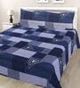 Blue Geometric Cotton Queen Double Size Bed Sheet With 2 Pillow Covers