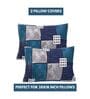 Blue Geometric Cotton Queen Double Size Bed Sheet With 2 Pillow Covers