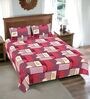 Pink Geometric Cotton Queen Double Size Bed Sheet With 2 Pillow Covers