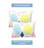 Blue Geometric Cotton Queen Double Size Bed Sheet With 2 Pillow Covers