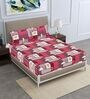 Pink Geometric Cotton Queen Double Size Bed Sheet With 2 Pillow Covers
