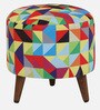 Geometric Fabric Pouffee Stool in Multicolour Geometric Fabric Pouffee Stool in Multicolour