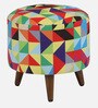 Geometric Fabric Pouffee Stool in Multicolour Geometric Fabric Pouffee Stool in Multicolour