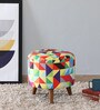 Geometric Fabric Pouffee Stool in Multicolour Geometric Fabric Pouffee Stool in Multicolour