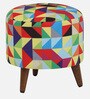 Geometric Fabric Pouffee Stool in Multicolour Geometric Fabric Pouffee Stool in Multicolour