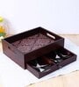 Geometric Flower Brown MDF Wood Cutlery Holder