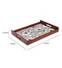 Geometric Flower Brown Teak Wood & MDF Serving Tray Reinvention factory