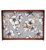 Geometric Flower Brown Teak Wood & MDF Serving Tray Reinvention factory