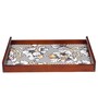 Geometric Flower Brown Teak Wood & MDF Serving Tray Reinvention factory