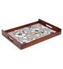 Geometric Flower Brown Teak Wood & MDF Serving Tray Reinvention factory