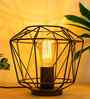 Geometric Metal Cage Table Lamp, Vintage Flame Table Lamp, E27 Decorative Bedside Lamp