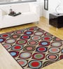 Red Nylon Geometric 3 x 5 Feet Machine Made Carpet