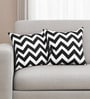 Black & White Zig Zag Cotton 16 x 16 Inches Cushion Covers (Set of 2)