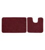 Red Geometric Cotton 32x20 Inches AntiSkid Bath Mats (Set of 2)