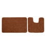 Brown Geometric Cotton 32x20 Inches AntiSkid Bath Mat (Set of 2)