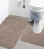 Beige Geometric Cotton 32x20 Inches AntiSkid Bath Mats (Set of 2)