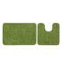 Green Geometric Cotton 32x20 Inches AntiSkid Bath Mat (Set of 2)