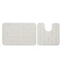 White Abstract Cotton 32x20 Inches AntiSkid Bath Mat (Set of 2)
