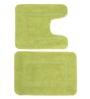 Green Cotton Plain Solid 24X18 Inches Antiskid Bath Mat (Set of 2)
