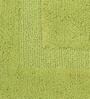 Green Cotton Plain Solid 24X18 Inches Antiskid Bath Mat (Set of 2)