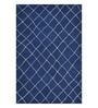 Blue Geometric Wool 4 ft x 6 ft Hand Tufted Carpet
