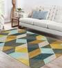 Blue Wool Geometrical 5 x 8 Feet Hand Tufted Carpet
