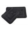 Black Geometric Microfibre 24x16 Inches AntiSkid Bath Mat (Set of 2)