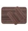 Brown Microfibre Plain Stripe 24X16 Inches Max Absorbent Bath Mat (Set of 2)