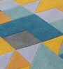 Blue Geometric Wool 4 ft x 6 ft Hand Tufted Carpet