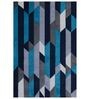 Blue Geometric Wool 5 ft x 7 ft Hand Tufted Carpet