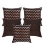 Brown Zig Zag Polyester 16 x 16 Inches Cushion Covers (Set of 5)