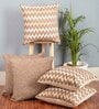 Off White Zig Zag Polyester 16 x 16 Inches Cushion Covers (Set of 5)
