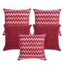 Maroon Zig Zag Polyester 16 x 16 Inches Cushion Covers (Set of 5)