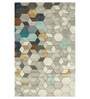 Grey Wool And Viscose Geometrical 4  x 6  Feet Hand Tufted Carpet