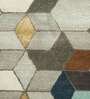 Grey Wool And Viscose Geometrical 4  x 6  Feet Hand Tufted Carpet
