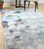 Grey Wool And Viscose Geometrical 4  x 6  Feet Hand Tufted Carpet