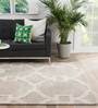 Beige Wool And Viscose Geometrical 5 x 8 Feet Hand Tufted Carpet