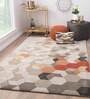 Grey Geometric Wool And Viscose 8 ft x 10 ft Hand Tufted Carpet
