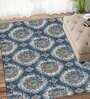 Blue Persian Polyester 3 ft x 5 ft Machine Made Carpet