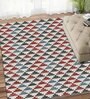 Red Geometric Polyester 3 ft x 5 ft Machine Made Carpet