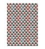 Red Geometric Polyester 3 ft x 5 ft Machine Made Carpet