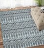 Blue and Grey Geometric Polyester 3 ft x 5 ft Machine Made Carpet
