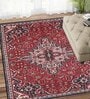 Red Persian Polyester 4 ft x 6 ft Machine Made Carpet